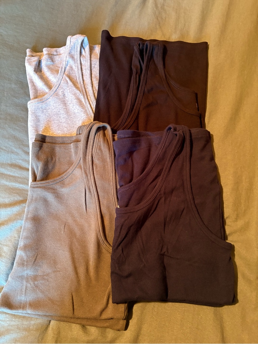 Time and Tru Ribbed Tank Tops in dark blue gray and Light Gray, and Black